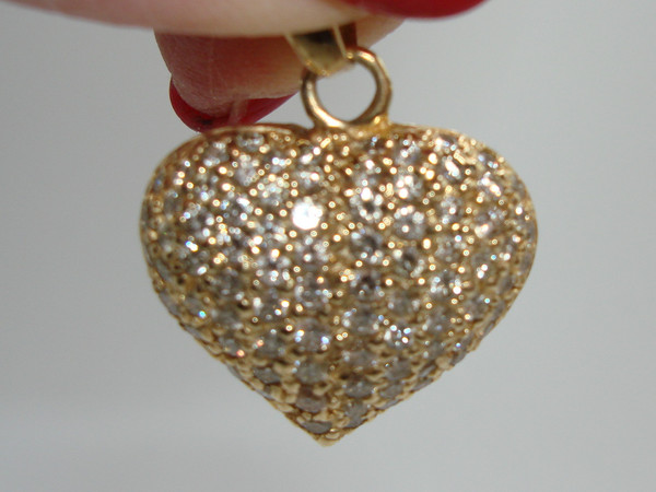 Custom 14K Gold Pave Diamond Heart Pendant | 1 Carat, SI2 Diamonds