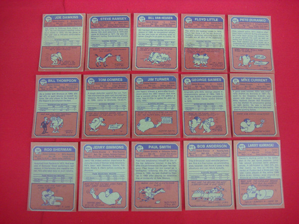 Vintage 1973 Topps Denver Broncos Football Card Lot (15 Cards, EX-MT+ Condition)