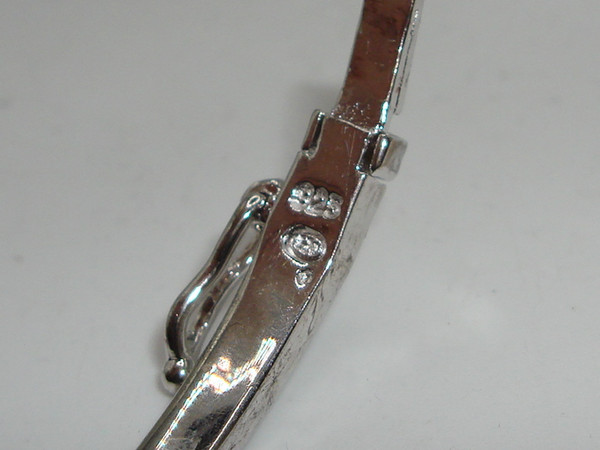 Sterling Silver & Diamond Hinged Bangle Bracelet (7