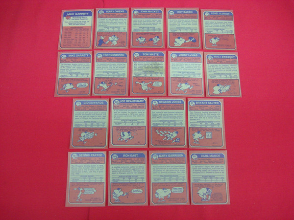 1973 Topps San Diego Chargers Football Card Lot (18 Cards) - Excellent to Mint Condition