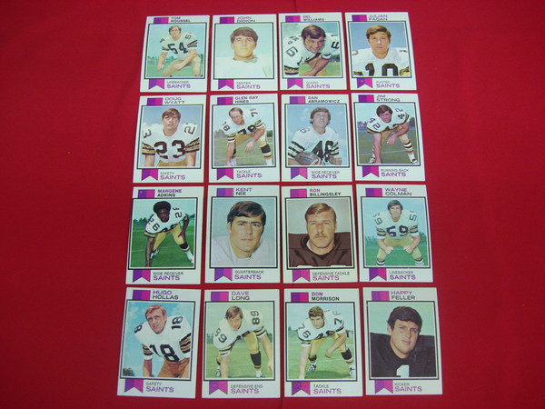 Vintage 1973 Topps New Orleans Saints Football Card Lot (16 Cards, EX-MT+ Condition)