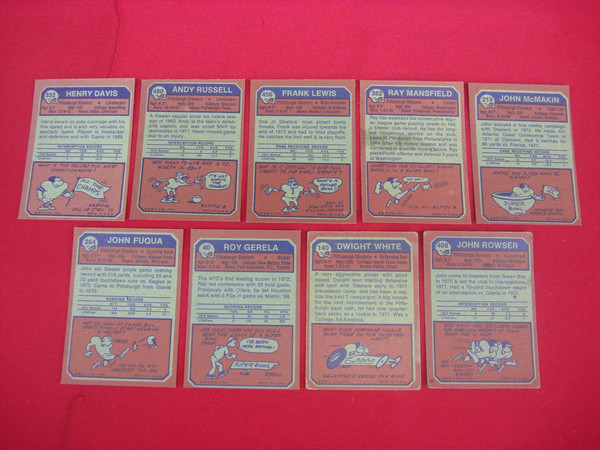 1973 Topps Pittsburgh Steelers Football Card Lot (9 Cards) - EX-MT+