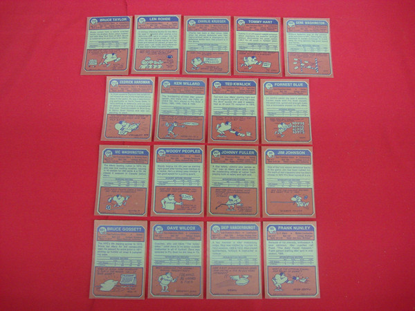 Vintage 1973 Topps San Francisco 49ers Football Card Lot (17 Cards) - Excellent Condition