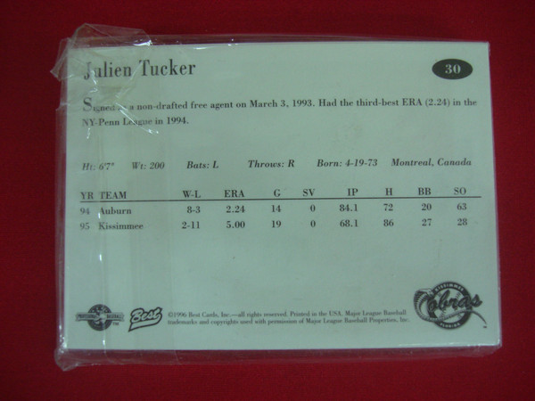 1996 Kissimmee Cobras Baseball Card Set - Houston Astros Affiliate - Vintage Minor League Memorabilia