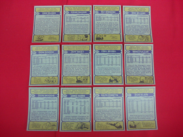 Vintage 1979 Topps San Diego Chargers Football Card Lot (12 Cards, EX-MT+ Condition)