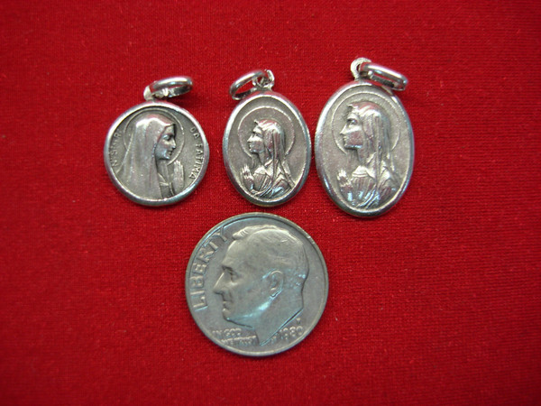 Vintage Lady of Fatima Sterling Silver Charms (Set of 3) - Unique Shapes & Sizes