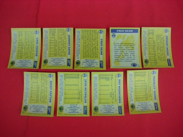 1982 Topps San Francisco 49ers Football Card Lot (9 Cards) - Excellent Condition