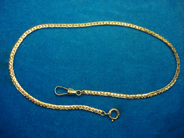 Vintage Gold Tone Pocket Watch Chain - 15 Inch, Classic Watch Clip & Spring Clasp