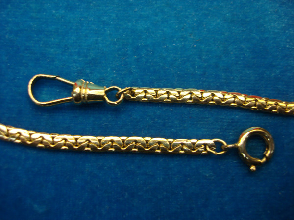 Vintage Gold Tone Pocket Watch Chain - 15 Inch, Classic Watch Clip & Spring Clasp