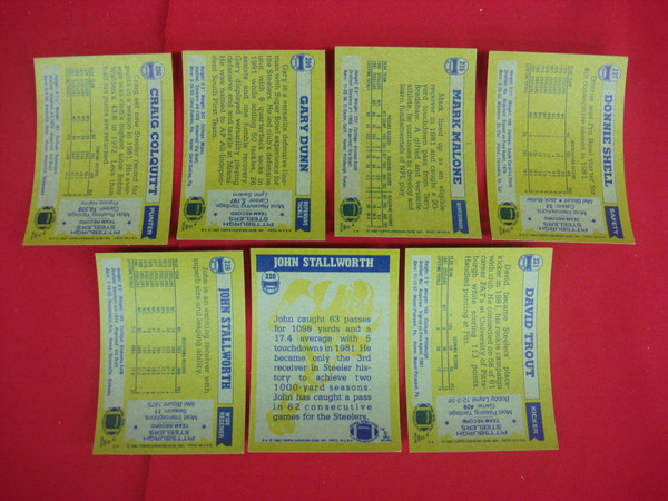Vintage 1982 Topps Pittsburgh Steelers Football Card Lot (7 Cards) - Excellent Condition