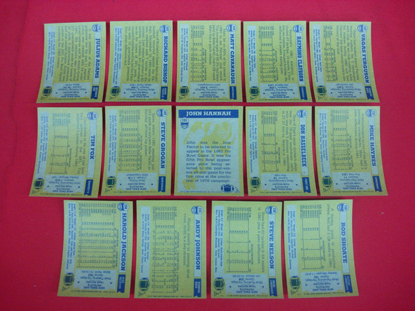 1982 Topps New England Patriots Football Card Lot (14 Cards, EX-MT+)