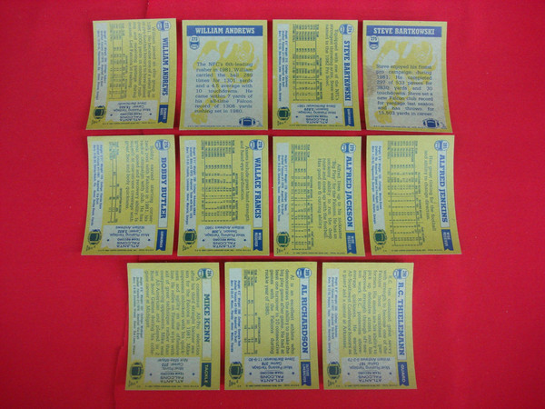 Vintage 1982 Topps Atlanta Falcons Football Card Lot (11 Cards, EX-MT+)