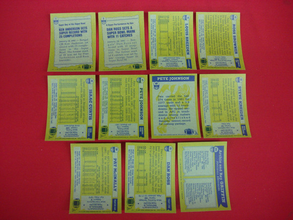 Vintage 1982 Topps Cincinnati Bengals Football Cards - 11-Card Lot (EX-MT+)