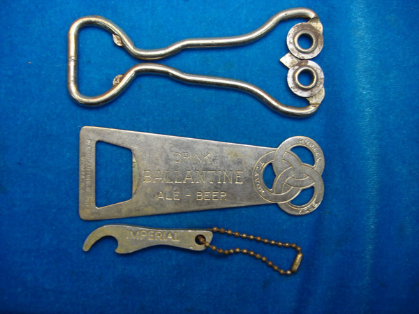 Vintage Bottle Opener Set: Ballantine's, Imperial Whiskey & Unique Owl Head Design