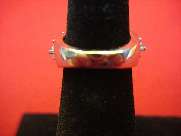 Sparkling Blue Stone Filigree Ring - Size 5 by KARIS - Excellent Condition