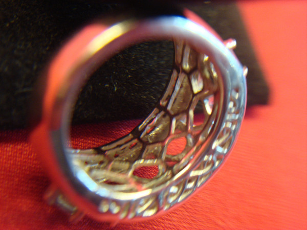 Sparkling Blue Stone Filigree Ring - Size 5 by KARIS - Excellent Condition