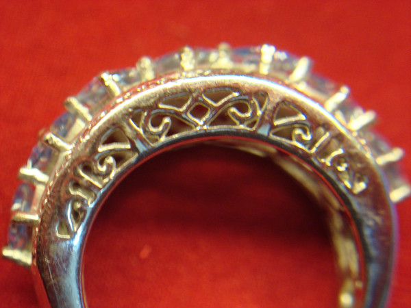 Sparkling Blue Stone Filigree Ring - Size 5 by KARIS - Excellent Condition