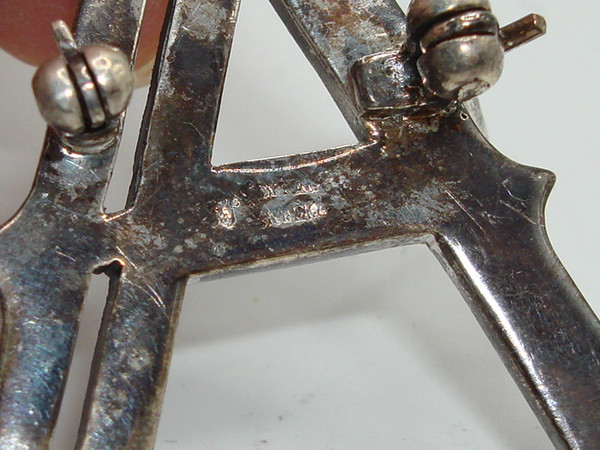 Vintage Sterling Silver & Marcasite 'A' Brooch Pin - W Maker, Elegant Design