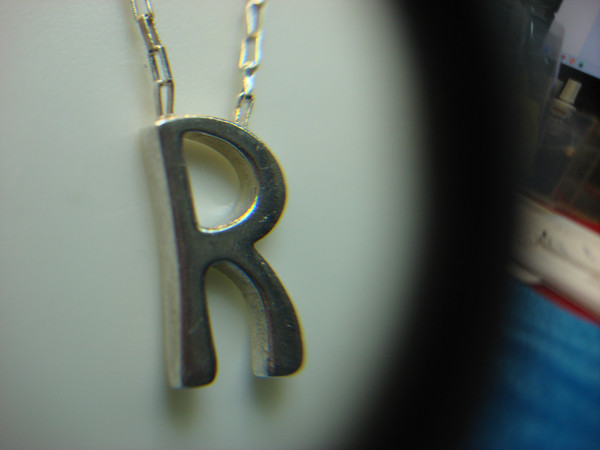 Sterling Silver 'R' Pendant Necklace | Personalized Elegance (17 inch)
