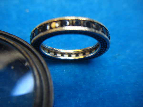 Elegant Sterling Silver Ring with Onyx-Like Glass Stones - Size 6