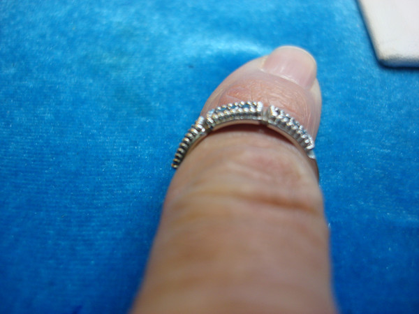 Sterling Silver Blue CZ Band Ring - Size 6