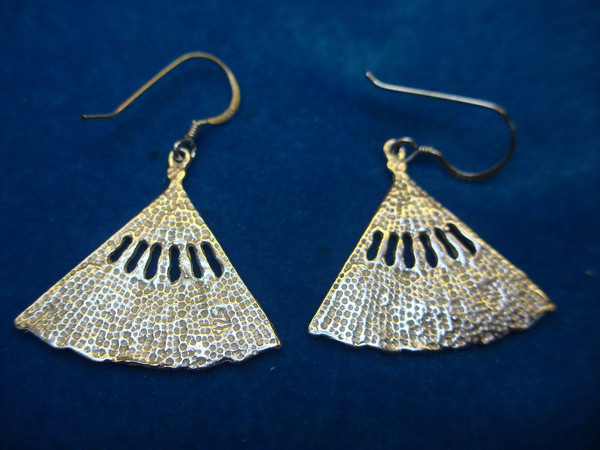 Vintage Sterling Silver Fan Earrings - Fish Hook Hangers, Excellent Condition