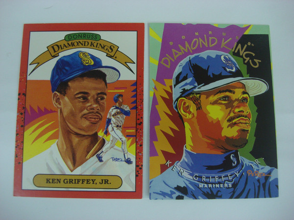 Ken Griffey Jr. Donruss Diamond Kings Set (1990 #4 Rookie & 1995 #DK-27) - Seattle Mariners