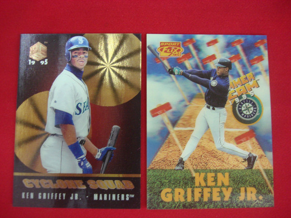 1995 Pinnacle SportFlix Ken Griffey Jr. Insert Card Lot (Hammer Team & Cyclone Squad) - Seattle Mariners