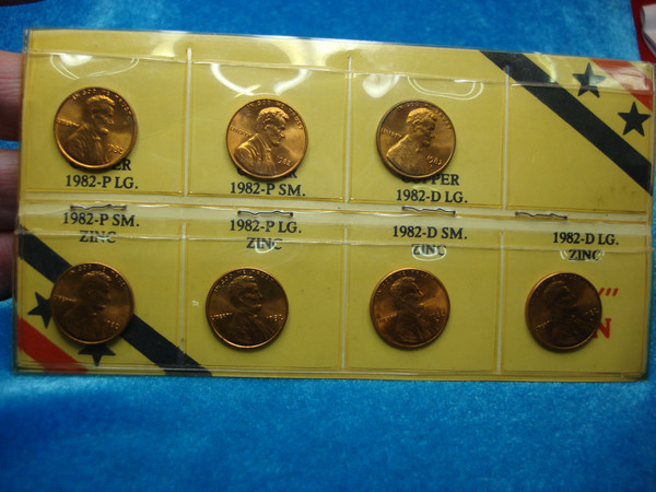 Complete Set of 1982 Lincoln Cents (7 Varieties) - Uncirculated P & D