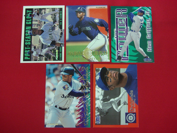 Ken Griffey Jr. Fleer & Tradition Insert Baseball Card Lot (5 Cards) - Seattle Mariners Legend