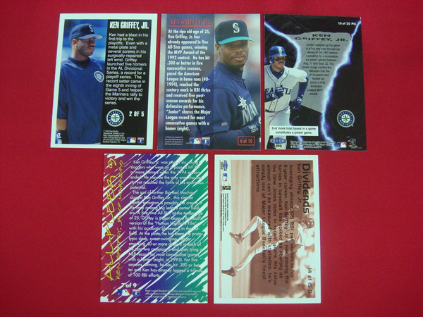 Ken Griffey Jr. Fleer & Tradition Insert Baseball Card Lot (5 Cards) - Seattle Mariners Legend