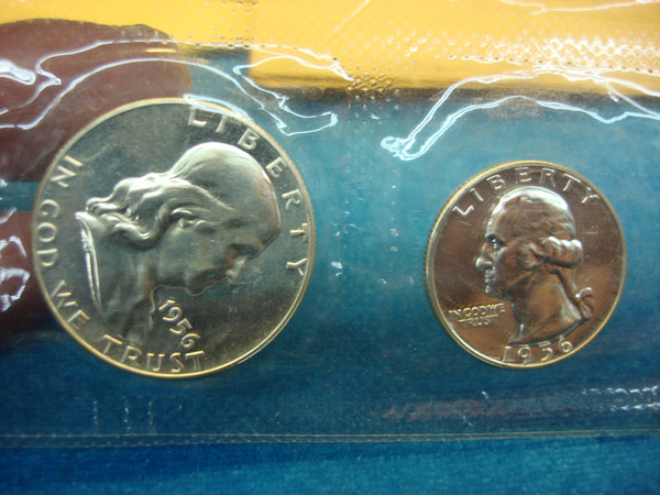 1956 Proof Set - Type II Half Dollar, Original Envelope, Excellent Condition