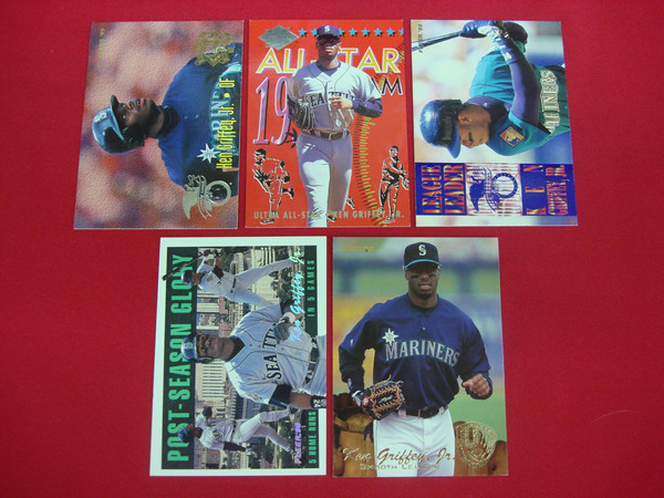 Ken Griffey Jr. Fleer Insert Baseball Cards (5 Different) Seattle Mariners - Vintage Card Lot