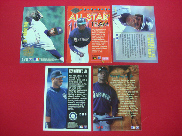 Ken Griffey Jr. Fleer Insert Baseball Cards (5 Different) Seattle Mariners - Vintage Card Lot