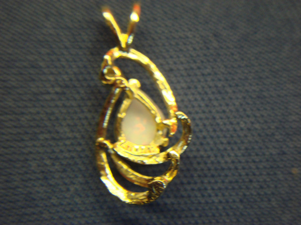 14K Gold Opal & Diamond Pendant - Petite Pear Shape, Sparkling Elegance