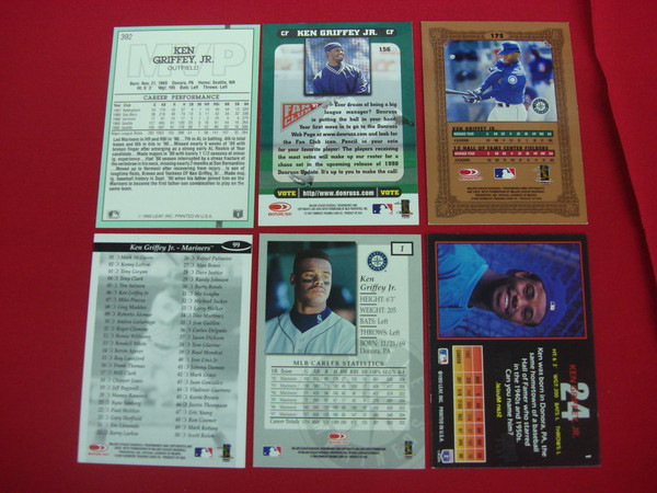 Ken Griffey Jr. Donruss Baseball Card Lot (6 Cards) - Seattle Mariners - Vintage & Collectible