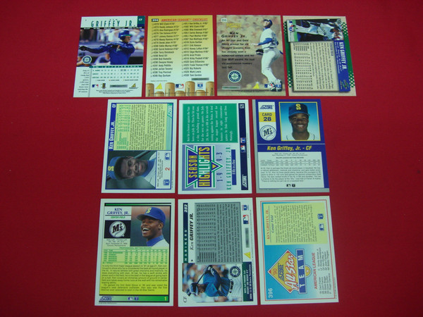 Ken Griffey Jr. Baseball Card Lot: 10 Pinnacle & Score Cards (Seattle Mariners)