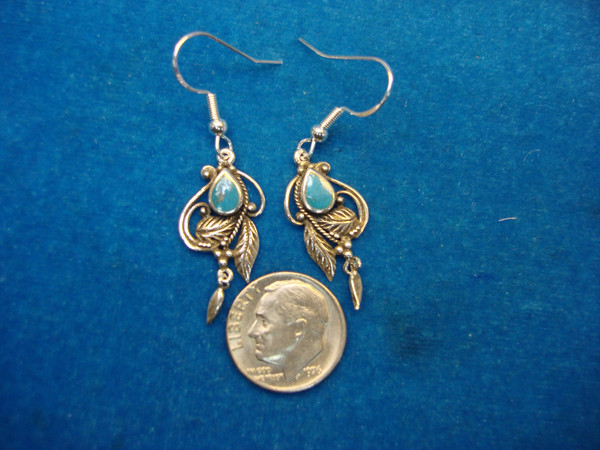 Sterling Silver & Turquoise Dangle Earrings (2 Pairs) - Southwestern Style