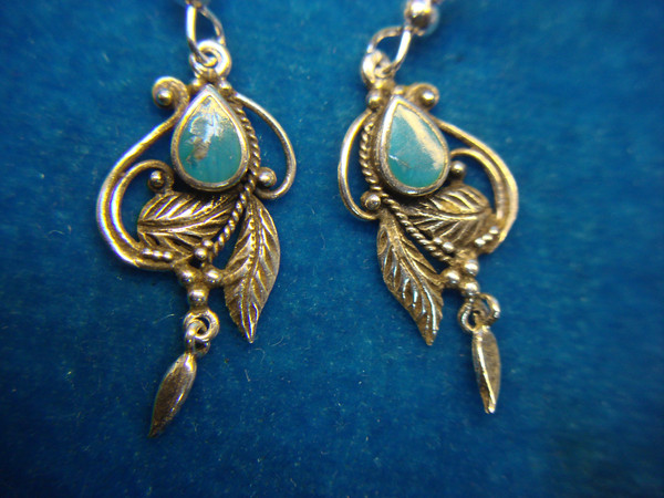 Sterling Silver & Turquoise Dangle Earrings (2 Pairs) - Southwestern Style