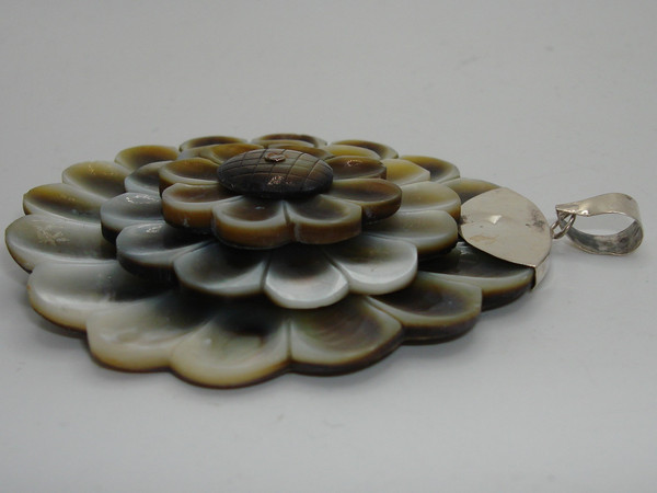 Vintage Sterling Silver Black Tahitian MOP Pendant - Estate Find (925)