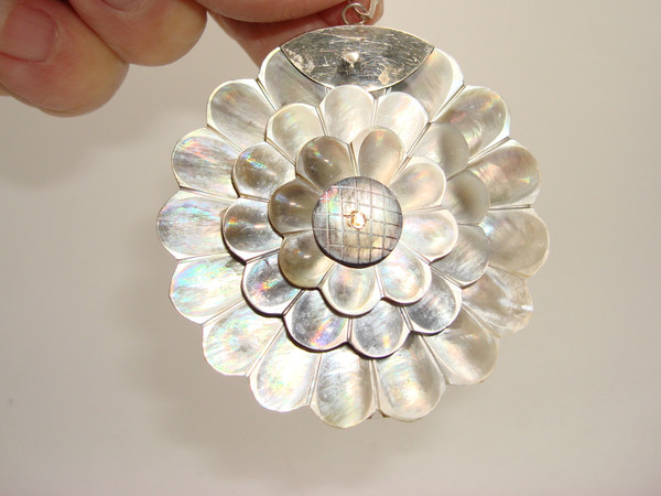 Vintage Sterling Silver Black Tahitian MOP Pendant - Estate Find (925)