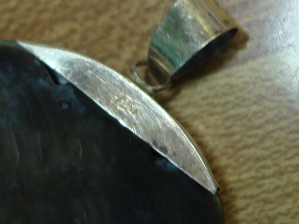 Vintage Sterling Silver Black Tahitian MOP Pendant - Estate Find (925)