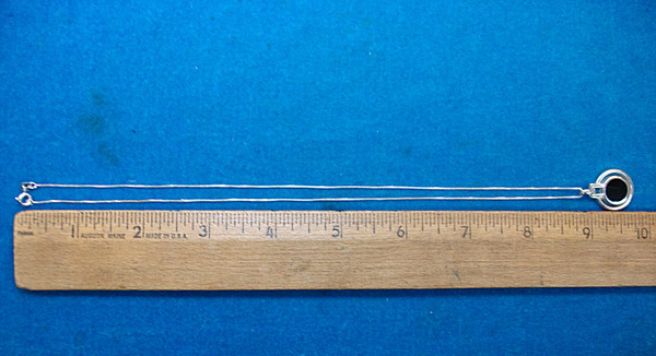 Sterling Silver Onyx Necklace - Elegant Circle Pendant, 18 Inch Chain