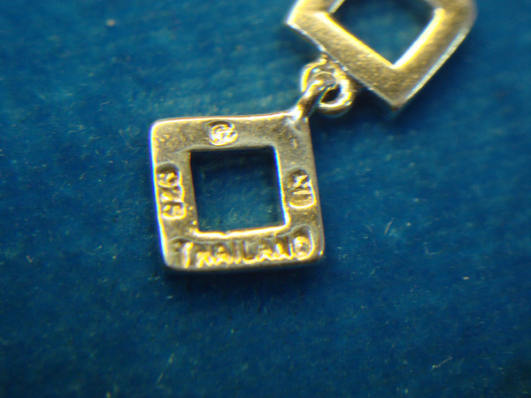 Stylish Sterling Silver Cube Earrings - 2.125 Inch Drop, Pre-Owned & Excellent Condition