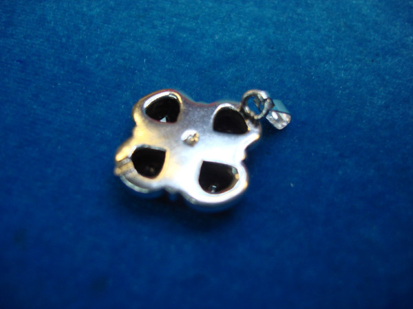 Vintage Sterling Silver Clover Leaf Pendant with Red Stones