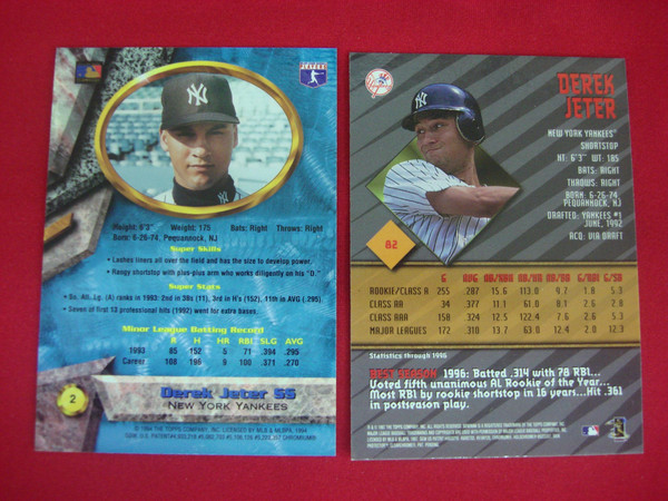 Derek Jeter Bowman's Best 2-Card Lot: 1994 Blue Chip & 1997 Baseball Cards