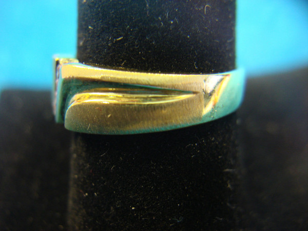 Men's Sterling Silver & Gold Vermeil Ring w/ 4 CZ Stones (Size 10) - Pre-Owned