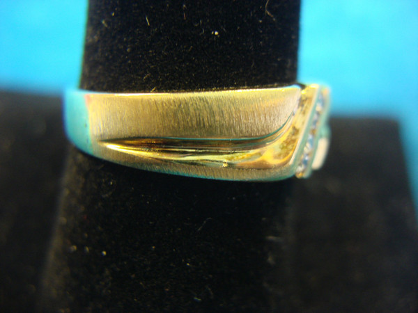 Men's Sterling Silver & Gold Vermeil Ring w/ 4 CZ Stones (Size 10) - Pre-Owned