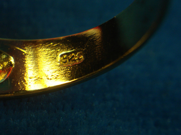 Men's Sterling Silver & Gold Vermeil Ring w/ 4 CZ Stones (Size 10) - Pre-Owned