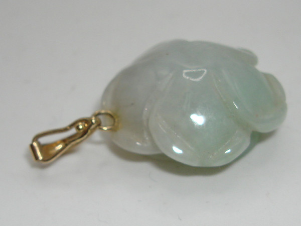 Natural Jadeite Rose Pendant with 10K Gold Bale - Exquisite Carved Stone